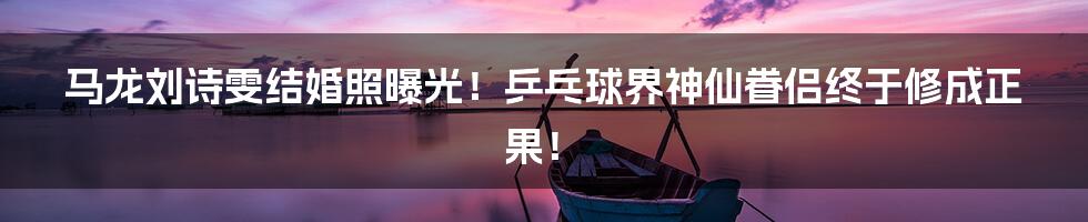 马龙刘诗雯结婚照曝光!乒乓球界神仙眷侣终于修成正果!