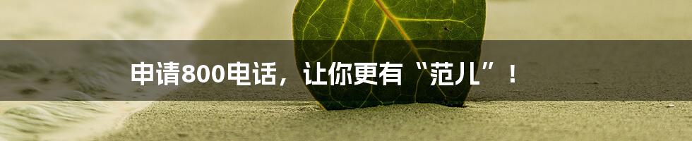 申请800电话,让你更有“范儿”!