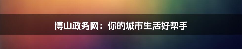 博山政务网:你的城市生活好帮手