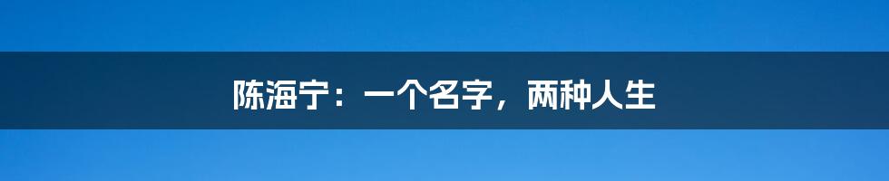 陈海宁:一个名字,两种人生