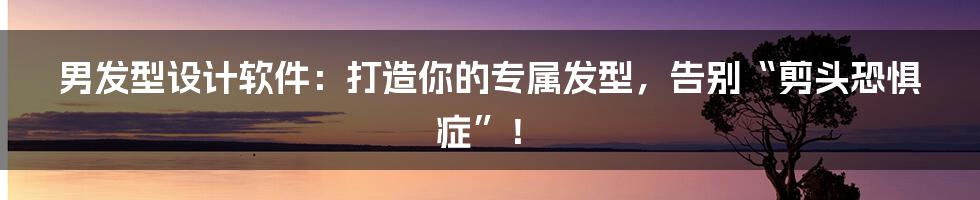 男发型设计软件:打造你的专属发型,告别“剪头恐惧症”!