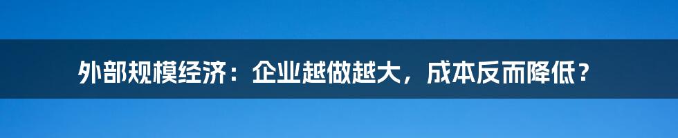 外部规模经济:企业越做越大,成本反而降低?