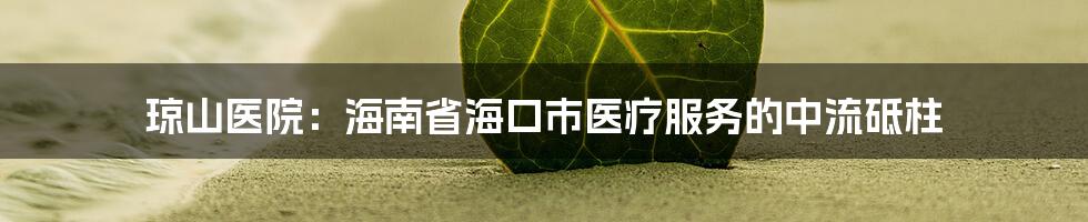 琼山医院:海南省海口市医疗服务的中流砥柱