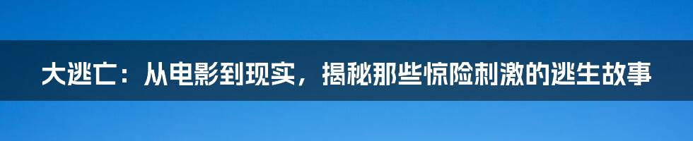 大逃亡:从电影到现实,揭秘那些惊险刺激的逃生故事