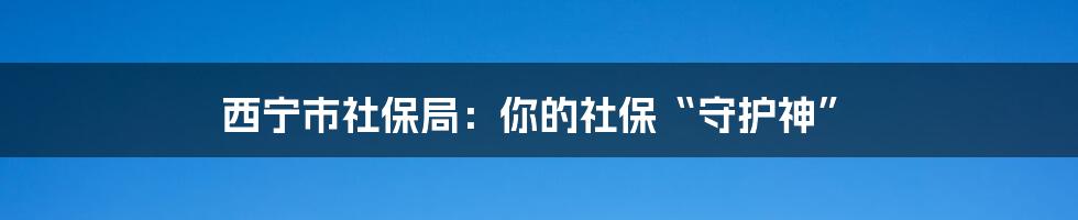 西宁市社保局：你的社保“守护神”
