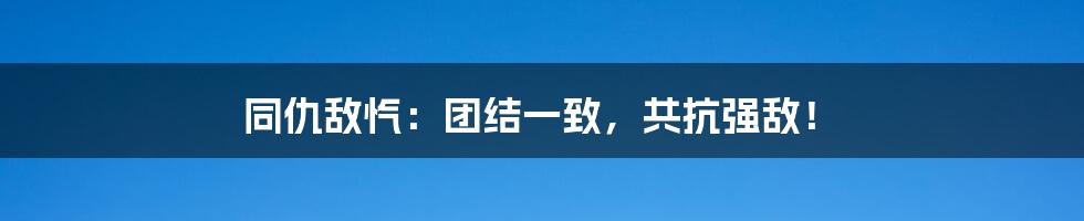 同仇敌忾:团结一致,共抗强敌!