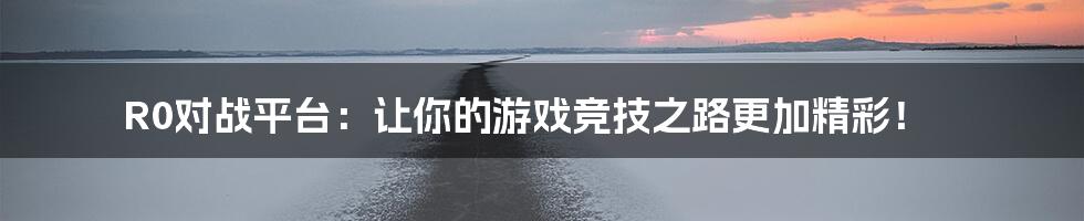 R0对战平台:让你的游戏竞技之路更加精彩!