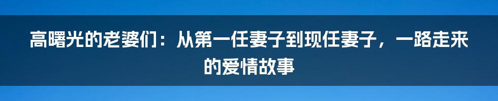 高曙光的老婆们:从第一任妻子到现任妻子,一路走来的爱情故事