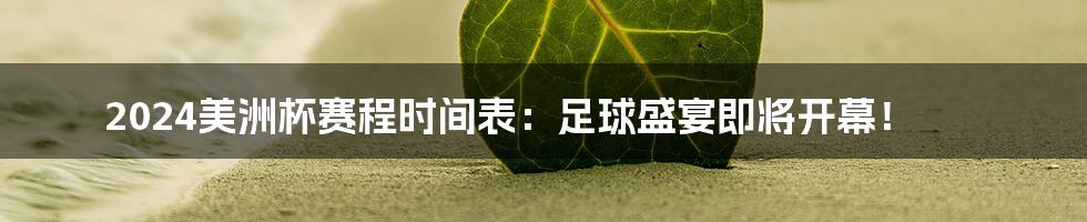 2024美洲杯赛程时间表:足球盛宴即将开幕!