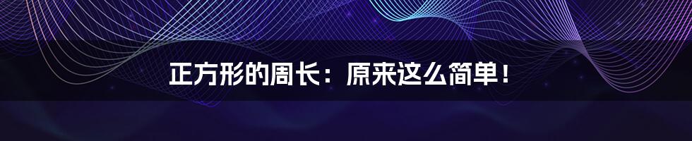正方形的周长:原来这么简单!