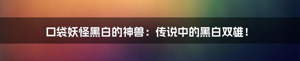 口袋妖怪黑白的神兽:传说中的黑白双雄!