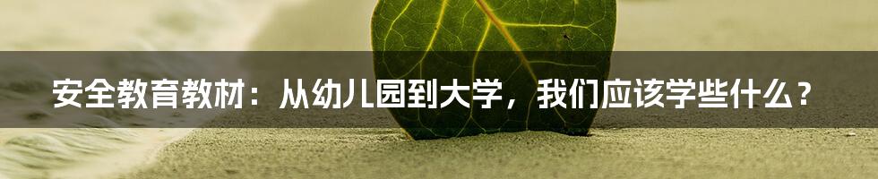 安全教育教材:从幼儿园到大学,我们应该学些什么?