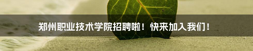 郑州职业技术学院招聘啦!快来加入我们!