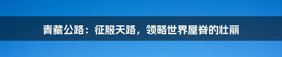 青藏公路:征服天路,领略世界屋脊的壮丽