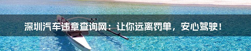 深圳汽车违章查询网:让你远离罚单,安心驾驶!