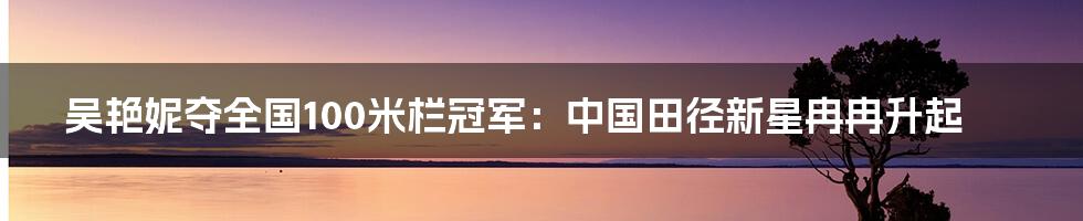 吴艳妮夺全国100米栏冠军:中国田径新星冉冉升起