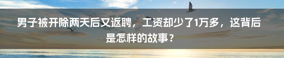 男子被开除两天后又返聘,工资却少了1万多,这背后是怎样的故事?