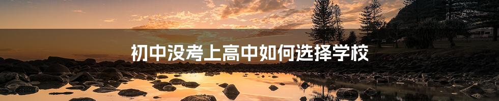 初中没考上高中如何选择学校