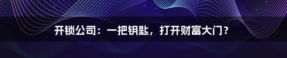 开锁公司:一把钥匙,打开财富大门?
