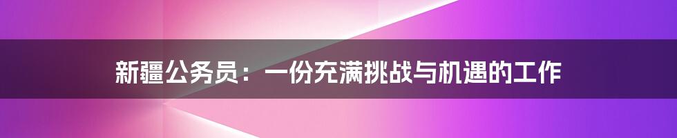 新疆公务员:一份充满挑战与机遇的工作