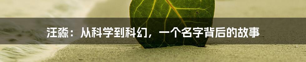 汪淼:从科学到科幻,一个名字背后的故事