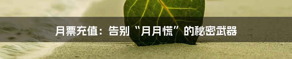 月票充值:告别“月月慌”的秘密武器