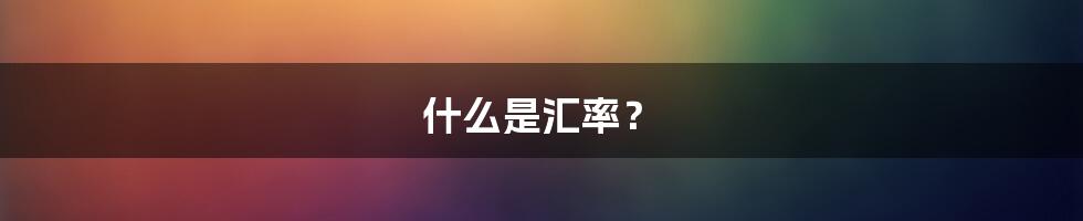 什么是汇率?