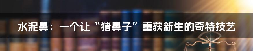 水泥鼻:一个让“猪鼻子”重获新生的奇特技艺