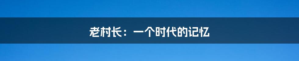 老村长:一个时代的记忆