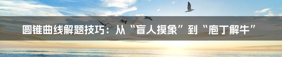 圆锥曲线解题技巧:从“盲人摸象”到“庖丁解牛”