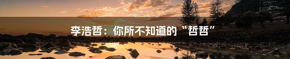 李浩哲:你所不知道的“哲哲”
