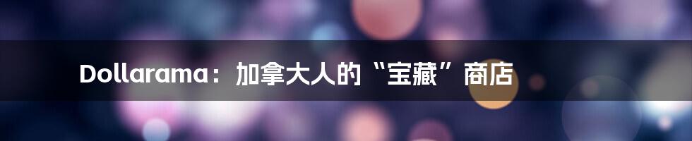 Dollarama:加拿大人的“宝藏”商店