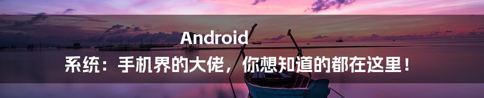 Android 系统:手机界的大佬,你想知道的都在这里!