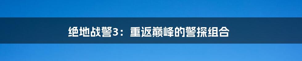 绝地战警3:重返巅峰的警探组合