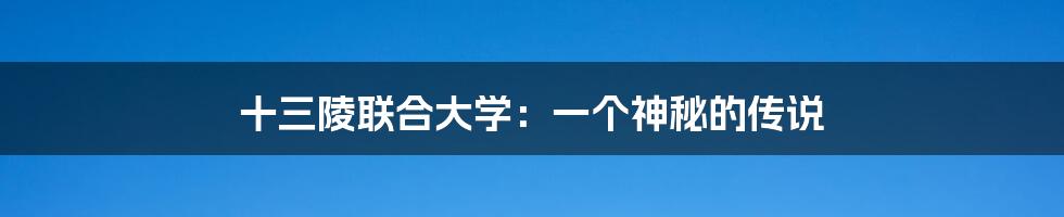 十三陵联合大学:一个神秘的传说