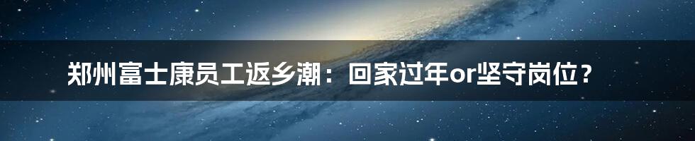 郑州富士康员工返乡潮:回家过年or坚守岗位?
