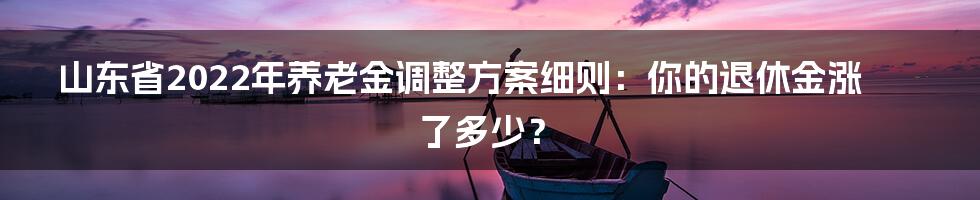 山东省2022年养老金调整方案细则:你的退休金涨了多少?