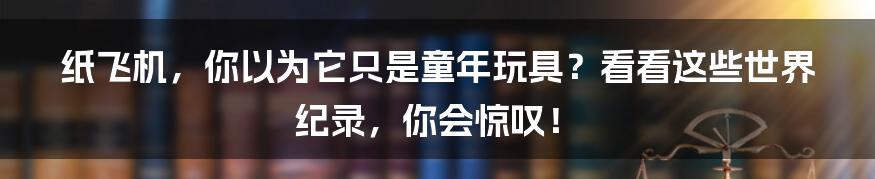 纸飞机,你以为它只是童年玩具?看看这些世界纪录,你会惊叹!