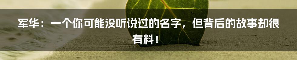 军华:一个你可能没听说过的名字,但背后的故事却很有料!
