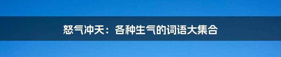 怒气冲天：各种生气的词语大集合