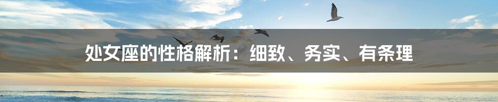 处女座的性格解析:细致、务实、有条理