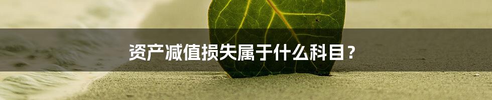 资产减值损失属于什么科目?
