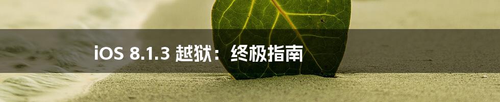 iOS 8.1.3 越狱:终极指南
