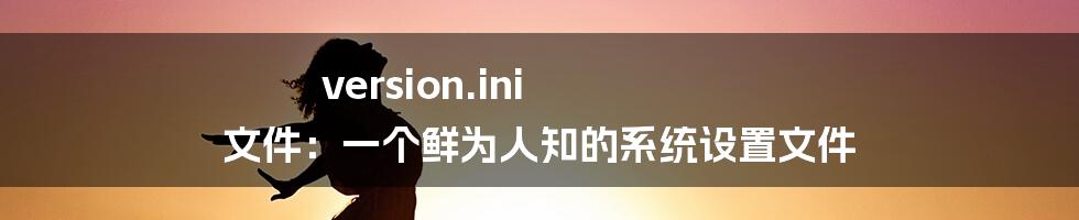 version.ini 文件:一个鲜为人知的系统设置文件