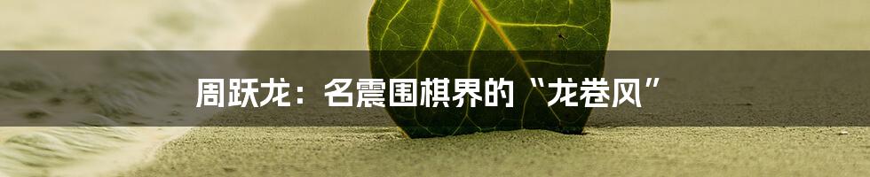 周跃龙:名震围棋界的“龙卷风”