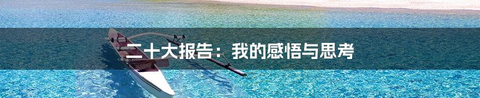 二十大报告:我的感悟与思考