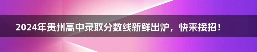 2024年贵州高中录取分数线新鲜出炉,快来接招!
