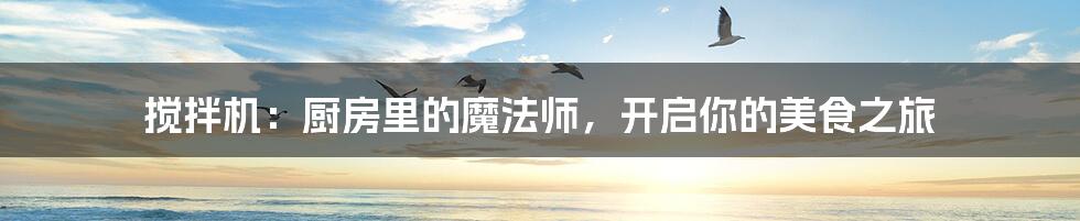 搅拌机：厨房里的魔法师，开启你的美食之旅