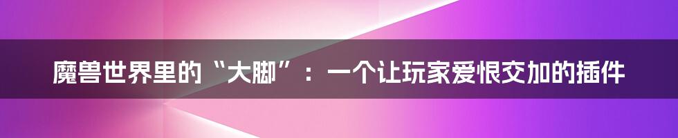 魔兽世界里的“大脚”:一个让玩家爱恨交加的插件