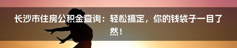长沙市住房公积金查询:轻松搞定,你的钱袋子一目了然!